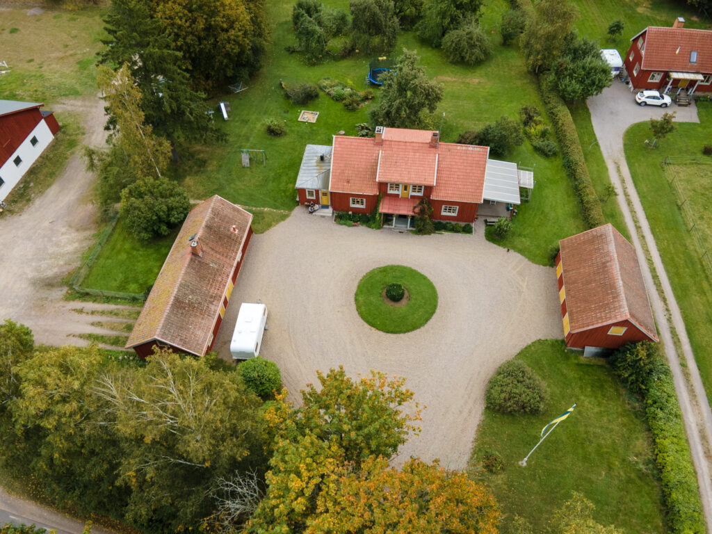 Flygbild över Skrivargården